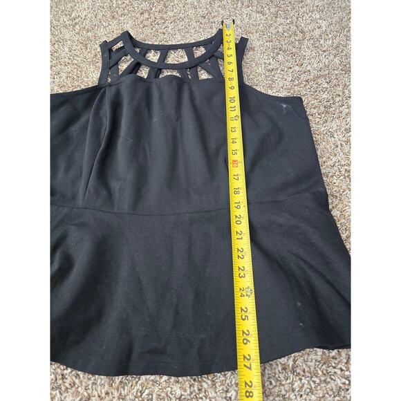 Lane Bryant Cutout High Neck Black Peplum Top Plus Size 18/20 Sexy Chic Minimal - Picture 5 of 7